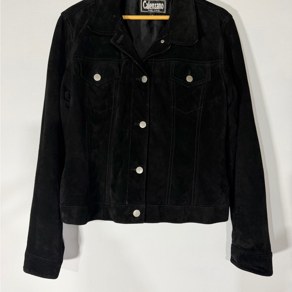90s CALENZANO vintage Italian-designed suede leather jacket 1990’s women Size 16